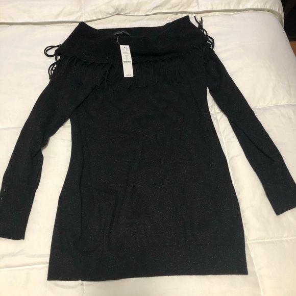 White House Black Market Sweaters - Black Fringed Sweater